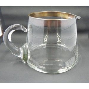 Silver Rim Banded Glass Martini Cocktail Pitcher MCM